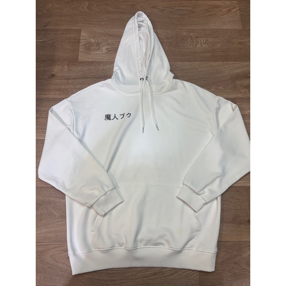 Dragon Ball Z Majin Buu Graphic Hoodie White Anime Streetwear Sweatshirt Large